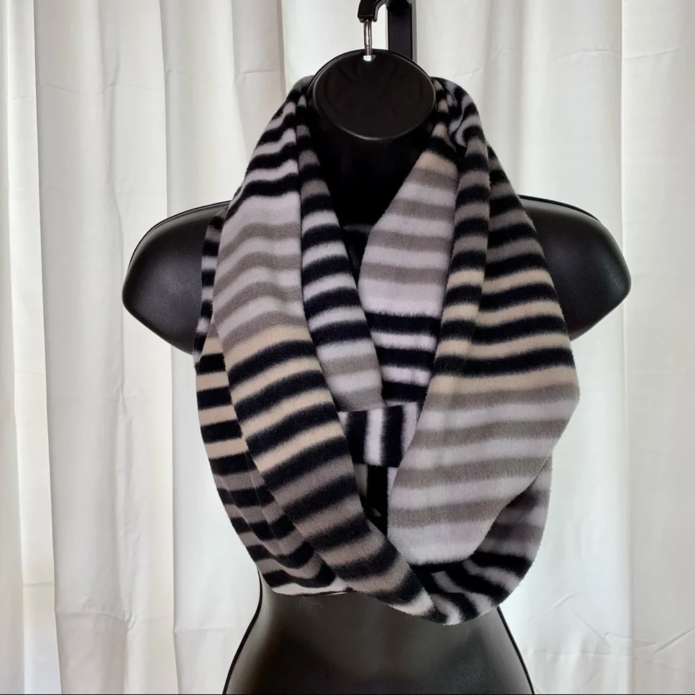 Polar Fleece Striped Infinity Scarf
